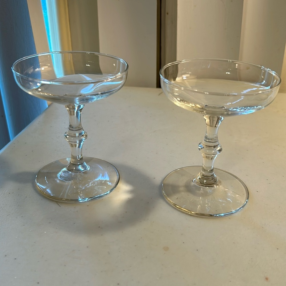 Set of 2 Libbey Glass Vtg c. 1956 “Georgian Bamboo" Champagne Glasses-Co…